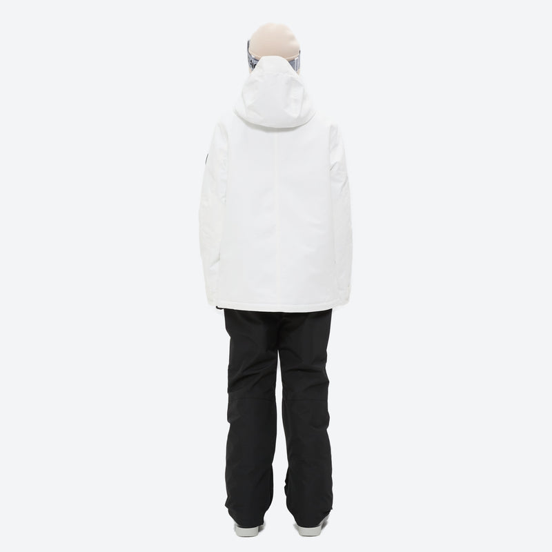 Women's waterproof 2L ski jacket and pants set - white jacket with black pants, 2-layer waterproof breathable shell