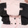 Women's breathable snow jacket with suspender pants - light pink, inner snow skirt close-up detail, for snowy mountain travel