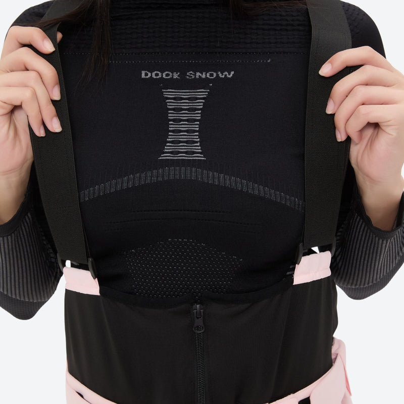 Women's waterproof 2L ski jacket and pants set - light pink snow pants, for snowy mountain travel
