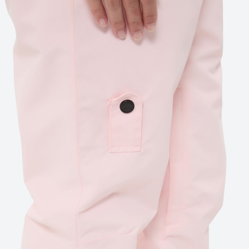 Women's breathable snow jacket with suspender pants - light pink snow pants, fully taped seams keep snow out