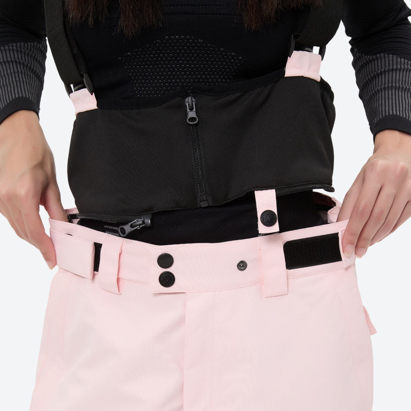 Women's waterproof 2L ski jacket and pants set - light pink snow pants, for cold-weather winter sports