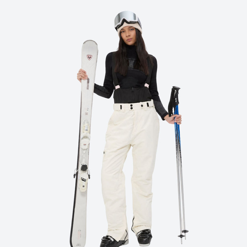 Women's waterproof 2L ski jacket and pants set - cream snow pants, for skiing and snowboarding