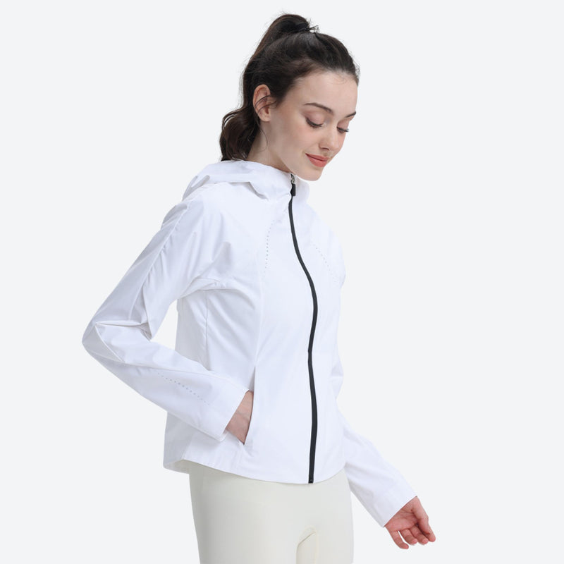 Women's waterproof 3L short hardshell ski jacket - white short hardshell jacket, for cold-weather winter sports
