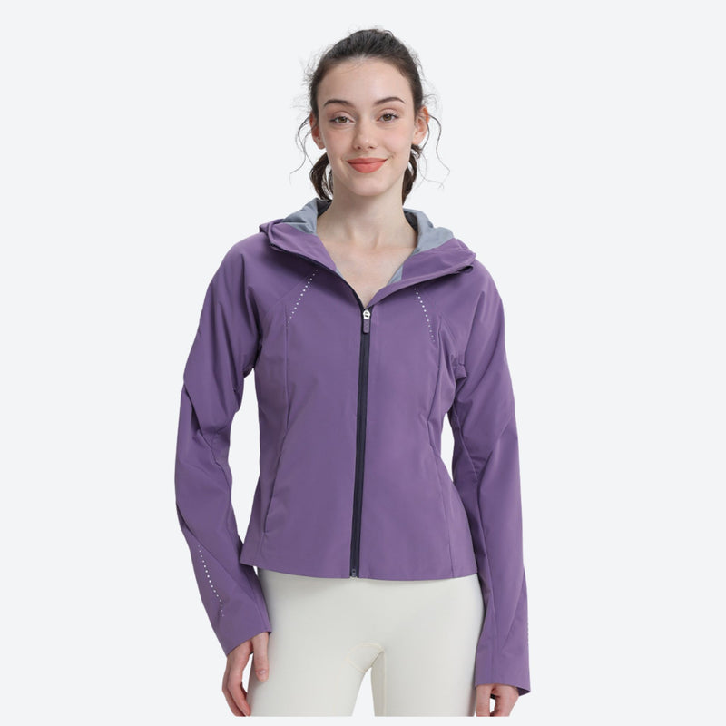 Women's cropped hardshell snowboard jacket with taped seams - purple short hardshell jacket, for resort and street wear