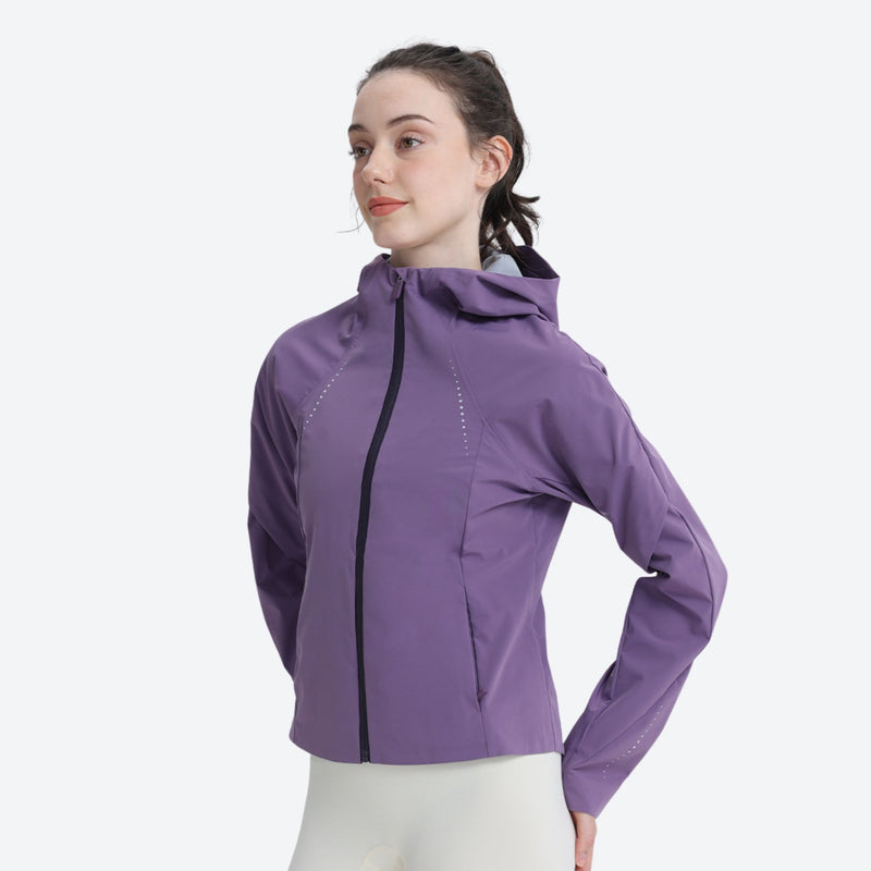 Women's waterproof 3L short hardshell ski jacket - purple short hardshell jacket, for powder and piste riding