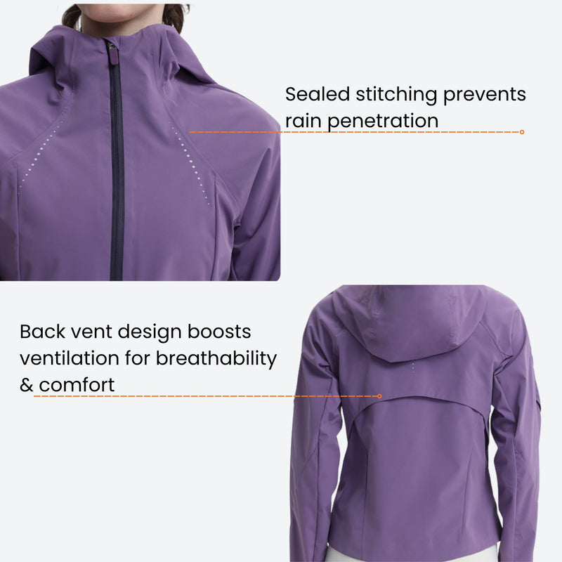 Women's breathable waist-fit 3-layer shell with vents - purple, for cold-weather winter sports