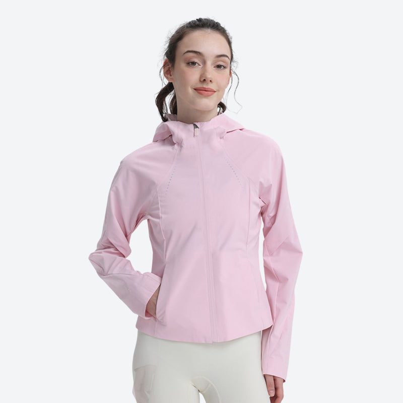 Women's breathable waist-fit 3-layer shell with vents - pink short hardshell jacket, for powder and piste riding