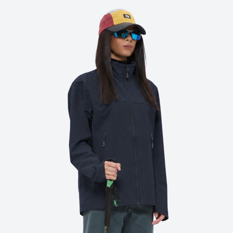 Women's breathable softshell outdoor jacket - navy softshell jacket, for light rain protection