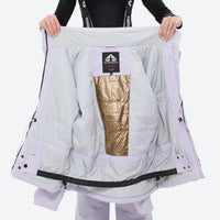 
                  
                    Women's 3-layer breathable ski suit - white, interior lining open flat detail, for snowy mountain travel
                  
                