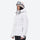 Women's waterproof 3L ski jacket and pants set - white, on-model hood side view, for snowy mountain travel