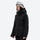 Women's 3-layer breathable ski suit - black, on-model hood side view, for snowy mountain travel