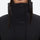 Women's belted snow jacket with suspender pants - black, collar close-up detail, for skiing and snowboarding