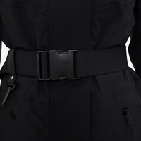 
                  
                    Women's 3-layer breathable ski suit - black, waist belt close-up detail, for skiing and snowboarding
                  
                