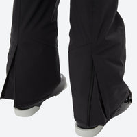 
                  
                    Women's breathable striped ski jacket with bibs - black, hem zip vent over boot close-up detail, for skiing and snowboarding
                  
                