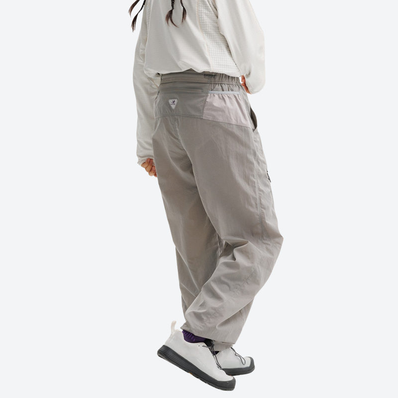 Unisex lightweight quick-dry hiking pants - light gray hiking pants, back walking view, for hiking and trail walking