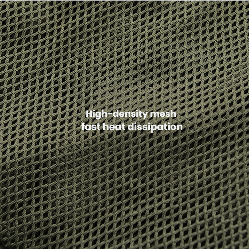 Unisex lightweight quick-dry hiking pants - olive, high-density mesh fabric close-up with text, for warm-weather adventures