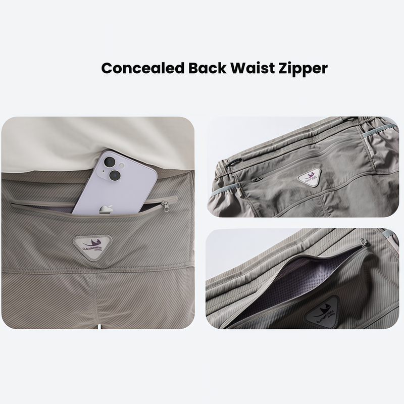 Unisex parachute hiking pants with hidden pockets - olive, for travel and camping