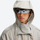 Unisex detachable waterproof jacket with vest mode - beige, hood and goggles close-up, for travel and daily commute
