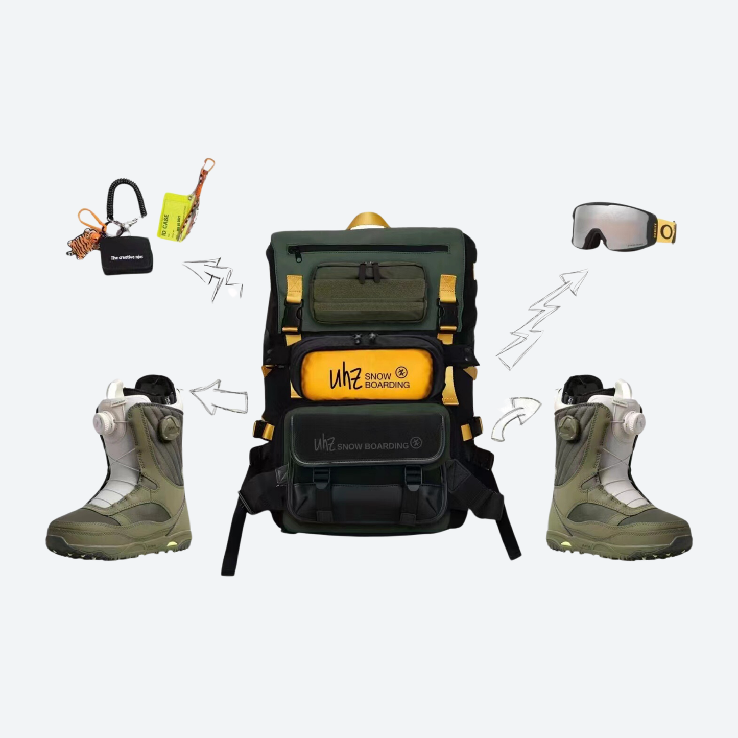 Transfer 4 in 1 Modular Backpack for Snow Sports, Dry/Wet Separation, Snow Gear Compatible – ChillCarve Transfer 4 in 1 Modular Backpack for Snow Sports, Dry/Wet Separation, Snow Gear Compatible – ChillCarve