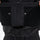 Unisex snowboard jacket and pants with snow gaiters - black, inner snow skirt close-up detail, for cold-weather winter sports