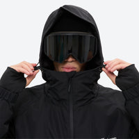 
                  
                    Unisex snowboard jacket and pants with snow gaiters - black, for powder days and winter commute
                  
                
