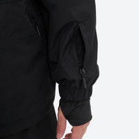 
                  
                    Breathable minimalist 2-layer ski jacket set - black, cuff strap close-up detail, for powder days and winter commute
                  
                