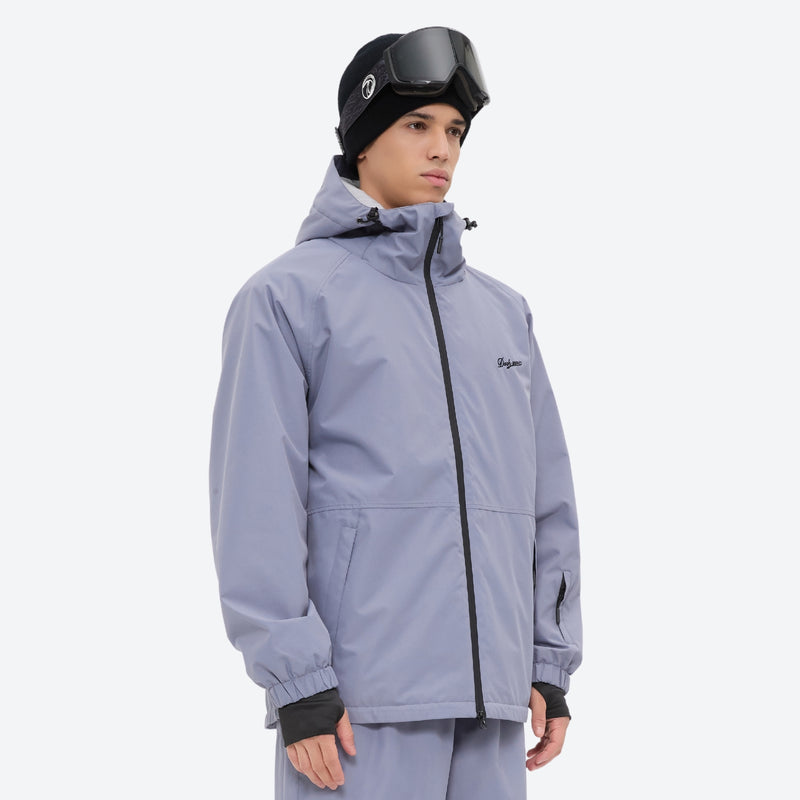 Men's minimalist breathable ski jacket set - lavender gray jacket, for powder days and winter commute