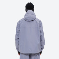 
                  
                    Men's waterproof 2L snow jacket and pants series - lavender gray jacket, on-model back view, for skiing and snowboarding
                  
                