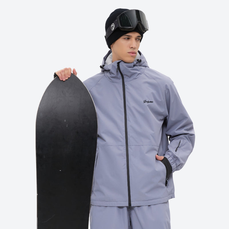 Men's 2-layer snowboard jacket and pants - lavender gray jacket, for skiing and snowboarding