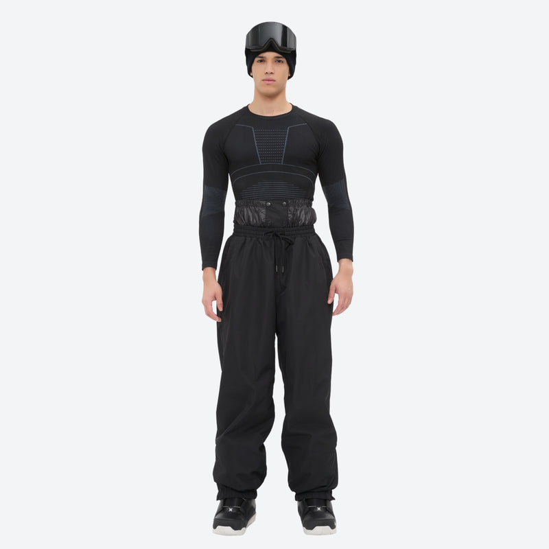 Men's waterproof 2L snow jacket and pants series - black snow pants with black top, for cold-weather winter sports