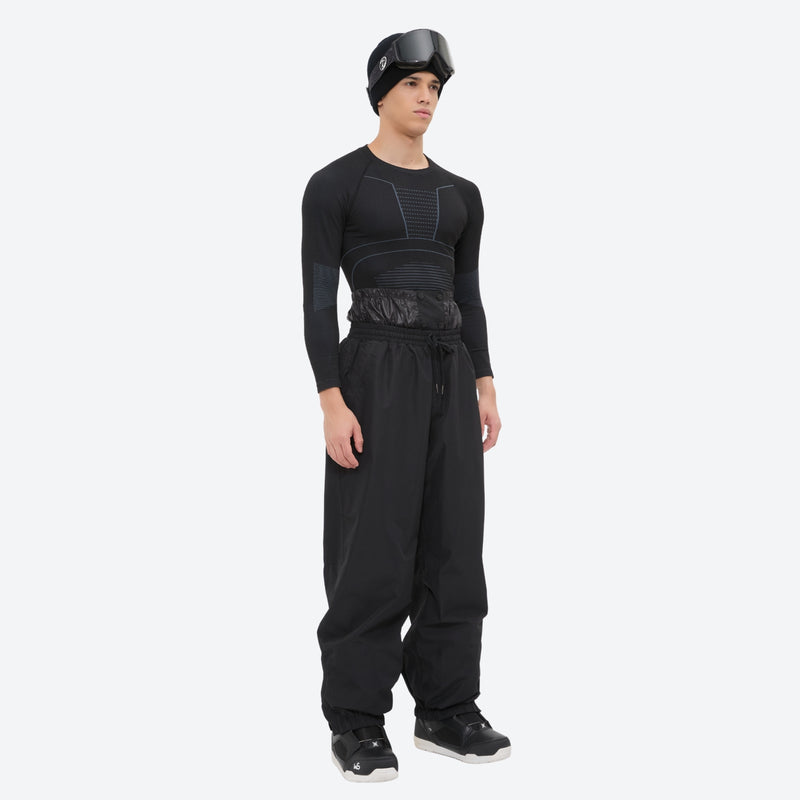Men's waterproof 2L snow jacket and pants series - black snow pants with black base layer, for resort and street wear