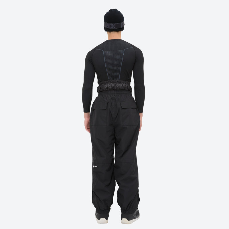 Men's 2-layer snowboard jacket and pants - black snow pants with black top, for cold-weather winter sports