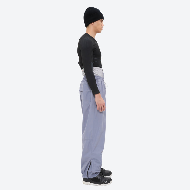 Men's minimalist breathable ski jacket set - lavender gray snow pants with black top, for skiing and snowboarding