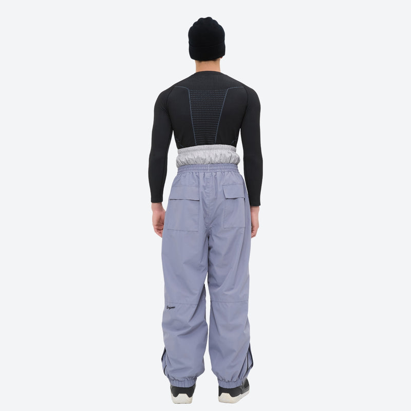 Men's 2-layer snowboard jacket and pants - lavender gray snow pants with black top, for resort and street wear