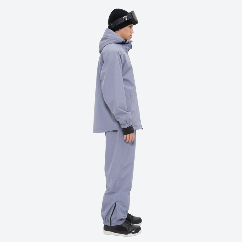 Men's waterproof 2L snow jacket and pants series - lavender gray jacket with lavender pants, for resort and street wear