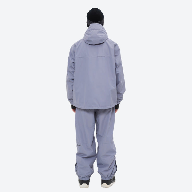 Men's minimalist breathable ski jacket set - lavender gray jacket with lavender pants, for powder days and winter commute