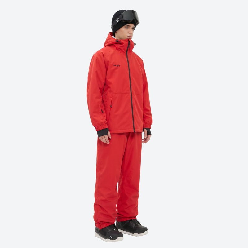 Men's waterproof 2L snow jacket and pants series - red jacket with red pants, for powder days and winter commute