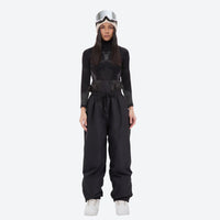 
                  
                    Breathable minimalist 2-layer ski jacket set - black snow pants with black top, for resort and street wear
                  
                