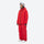 Unisex snowboard jacket and pants with snow gaiters - red jacket with red pants, for cold-weather winter sports