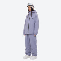 
                  
                    Unisex waterproof 2L snow jacket and pants - lavender jacket with lavender pants, for powder days and winter commute
                  
                