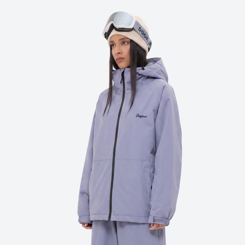 Unisex snowboard jacket and pants with snow gaiters - lavender jacket, for powder days and winter commute
