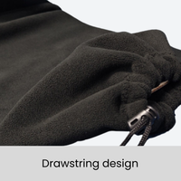 
                  
                    Padded snowboard travel bag with shoulder strap - black, drawstring design close-up with text, for airport and road trips
                  
                