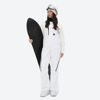 
                  
                    Women's breathable 3-layer suspender ski pants - white bib snow pants, for resort and backcountry days
                  
                