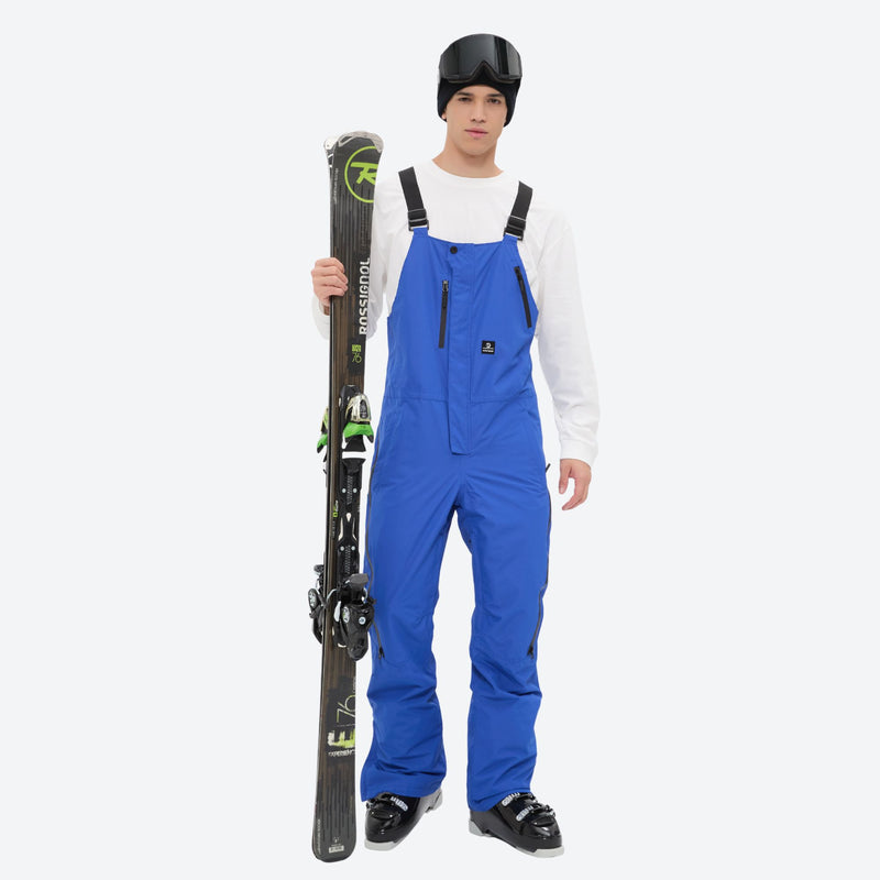 Men's minimalist bib snowboard pants with gaiters - blue bib snow pants, for powder and piste riding