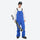 Men's breathable 3-layer suspender ski pants - blue bib snow pants, for skiing and snowboarding