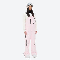 
                  
                    Women's breathable 3-layer suspender ski pants - pink bib snow pants with white top, for skiing and snowboarding
                  
                