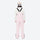 Women's waterproof 3L bib snow pants - pink bib snow pants with white top, on-model back view, for powder and piste riding