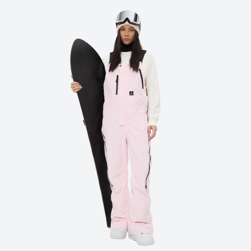 Women's waterproof 3L bib snow pants - pink bib snow pants, for cold-weather winter sports