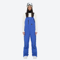 
                  
                    Women's breathable 3-layer suspender ski pants - blue bib snow pants with white top, for cold-weather winter sports
                  
                