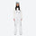 Women's minimalist bib snowboard pants with gaiters - white bib snow pants with white top, for cold-weather winter sports